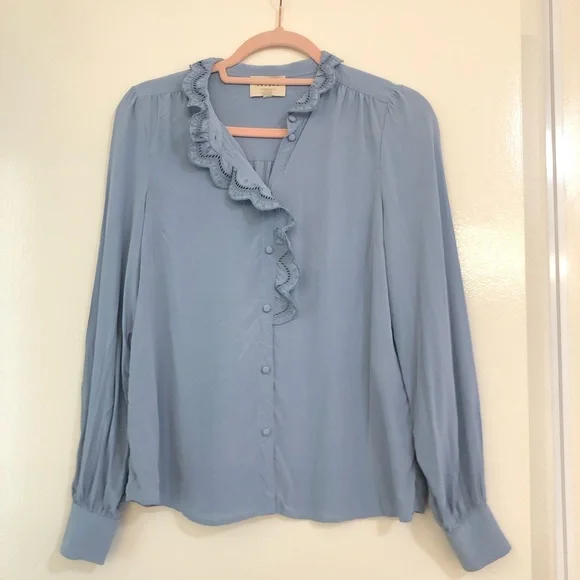 Sezane Chlo Shirt in Vintage Blue - Picture 3 of 7